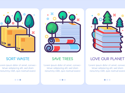 Paper Waste With Trees Banners copy paper planet poster recycling save set space template tree vector waste