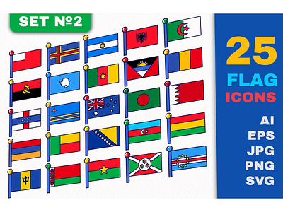 Flag Icons Set 2 benin bolivia bosnia burundi cameroon collection country flag icon national set vector