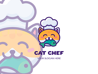 Cat Chef Logo animal cat chef cook hat kitten kitty logo logotype mascot restaurant smiling