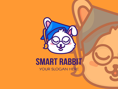 Smart Rabbit Logo animal brand cap company glasses graduate logo logotype mascot name rabbit smart