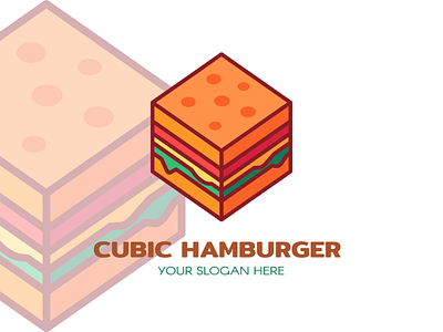 Cubic Hamburger Logo appetizing brand company cube food hamburger logo logotype name sandwich shaped toasted