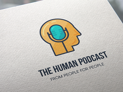 Human Podcast Brain Logo device electronic head human logotype man microphone people podcast record recording vector