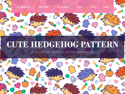 Funny Hedgehogs Seamless Pattern forest hedgehog kid mammal needle pattern pet prickly sharp small smile spiny