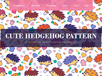 Funny Hedgehogs Seamless Pattern