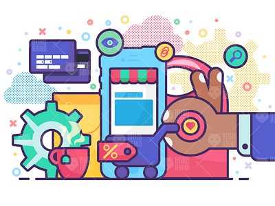 Online Shop In Telephone Concept Illustration