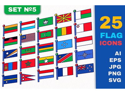 Flag Icons Set 5 africa banner collection country flag flagpole indoor national netherlands pole set staff