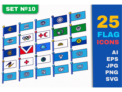 Flag Icons Set 10 country european flag flagpole free pole set staff trade unesco united world