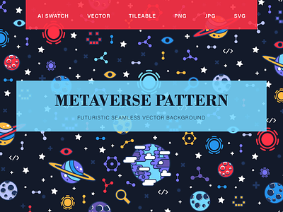Metaverse Seamless Pattern bright galaxy metaverse ornament ornate pattern print seamless space star template textile
