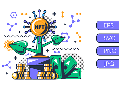 NFT Investment business coin cryptocurrency economy financial growing income investment money nft passive vector