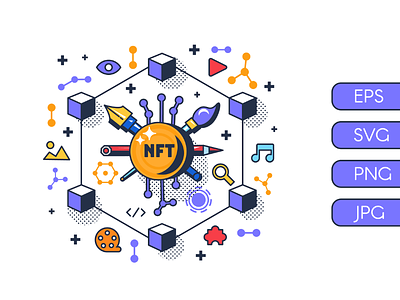 NFT Blockchain Technology Illustration