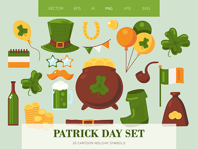 Happy Patrick Set celtic day festive flag gold holiday irish patrick saint st talisman traditional
