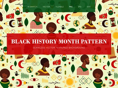 Black History Month Seamless Pattern background celebrate culture design event flag history illustration poster symbol united vector