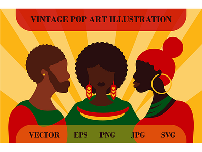 Vector Cartoon Black History Month Illustration african american black celebration earring history holiday month pop stylish vector woman