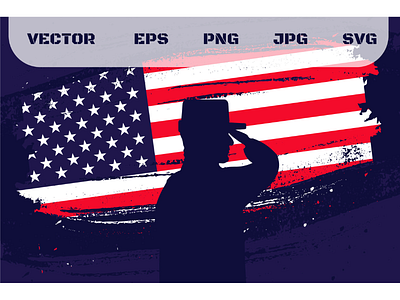 Veteran's Day Flag Concept Illustration 4th american flag freedom gesture independence liberty pride republican salute soldier veteran