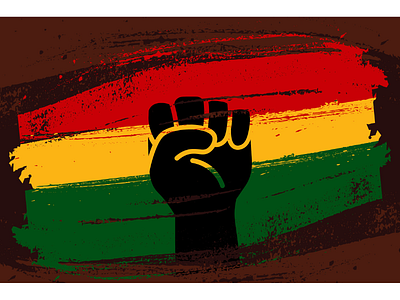 Black History Month Flag background equality fist flag illustration poster raised rebel sign strength symbol vector