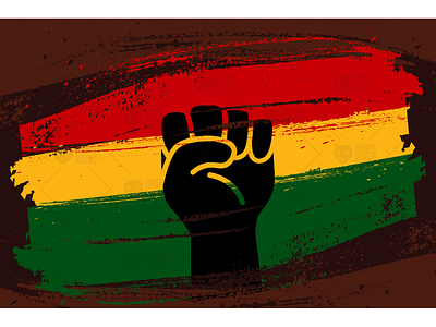 Black History Month Flag background equality fist flag illustration poster raised rebel sign strength symbol vector