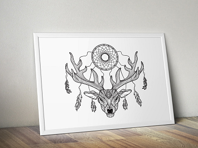 Boho Deer With Dreamcatcher in Horns