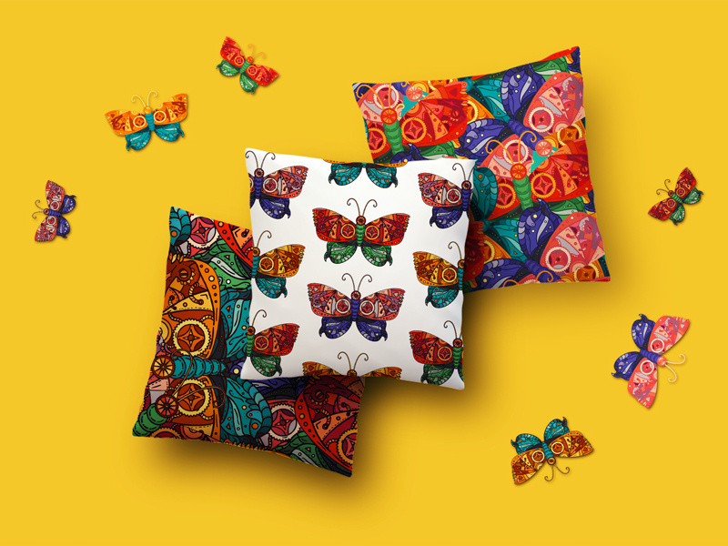 Steampunk Butterfly Patterns fly wrap backdrop fantastic fantasy scifi ornament print seamless butterfly steampunk pattern