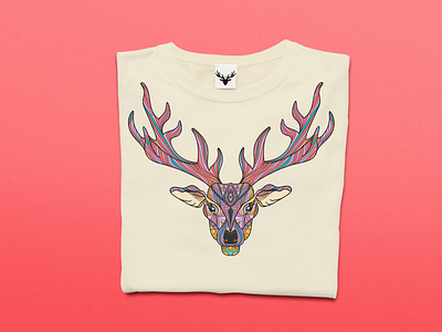 Wild Free Deer animal art boho deer doodle print reindeer spirit tattoo tribal tshirt