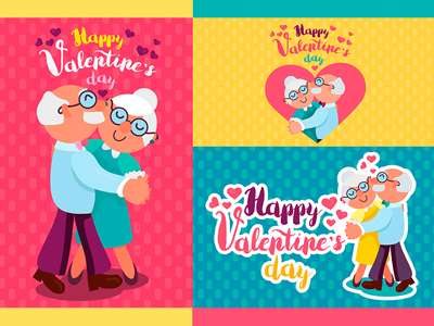Love Forever aged character couple grandparent granny happy love romantic together valentine