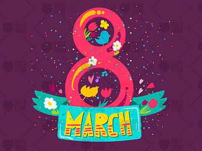 8 March Lettering eight female flower happy lettering march spring typographic vector vintage women womens day