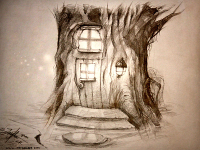 Concept ART art brown concept glow house jaydenart light sketch tree water windows wood