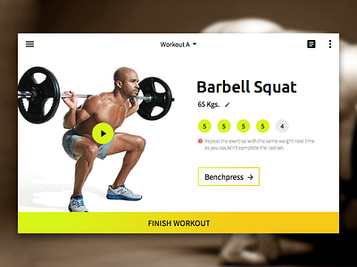 Stronglifts 5X5 card exercise gym lifts tablet track tracker train ui ux visual design workout