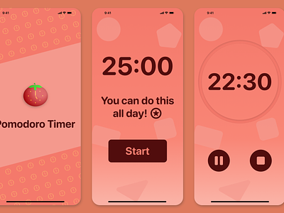 Pomodoro iOS app design logo maroon minimal mockup pink pomodoro pomodoro app pomodoro ios sfpro simple timer sketch swiftui timer app