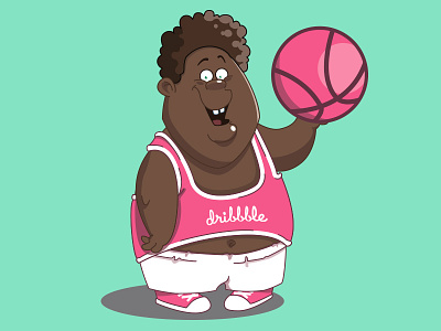Hello Dribbble! basketball cartoon character dribbble fat illustration mascot