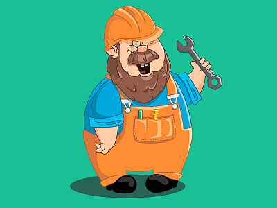 Fat Builder builder cartoon fat illustration mascot