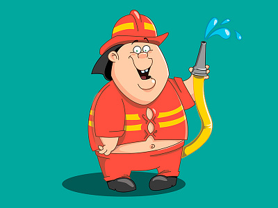 Fat Fireman cartoon fat fireman illustration mascot