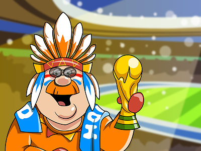 Dutch soccer fan cartoon champion cup dutch fan fat football holland illustration injun mascot soccer