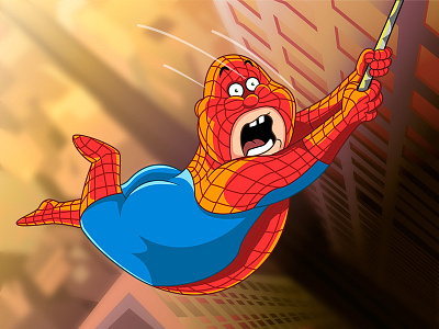 Fat Spiderman cartoon fat illustration marvel mascot spiderman vectorcityfear