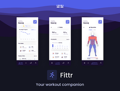 Fittr - Your Workout Companion adobe xd app design case study design case study figma product design ui ui design ux ux design visual design