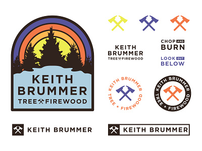 Keith Brummer Tree and Firewood Branding axe logo axes badge logo brand brand identity branding branding design design fire logo firewood logo logo tree logo