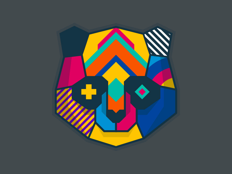 Hello Dribbble! graphic design illustrator t-shirt panda animals poster print logo flat vector design illustration