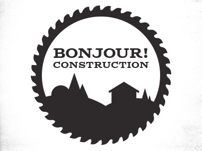 Bonjour! Construction logo - grayscale