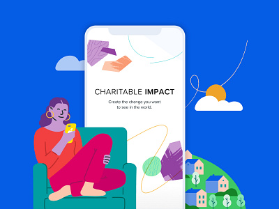 Charitable Impact android app branding design flat illustration ios typography ui ux