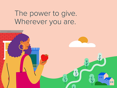 The power to give. Wherever you are. animation app design logo petra sitaru ui