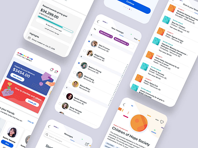 Charitable Impact App Overview animation app charity dailyui design donation fintech giving ios prototype ui uiuxdesign ux