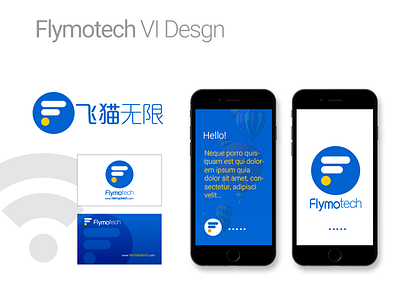 Flymotech VI Design blue theme logo design mobile vi wifi logo