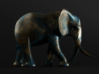 Bronze Elephant 3d animal arnold autodesk bronze collection design maya modeling patina render sculpture