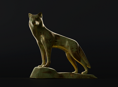 Bronze Wolf 3d arnold autodesk bronze collection design maya modeling patina render sculpture
