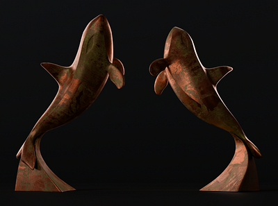 Bronze Killer Whale 3d animals arnold autodesk bronze collection design maya modeling patina render sculpture