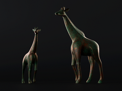 Bronze Giraffe 3d animals arnold autodesk bronze collection design modeling patina render sculpture