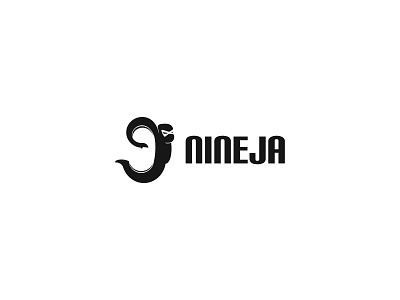nineja logo affinity designer negative space nine ninja number