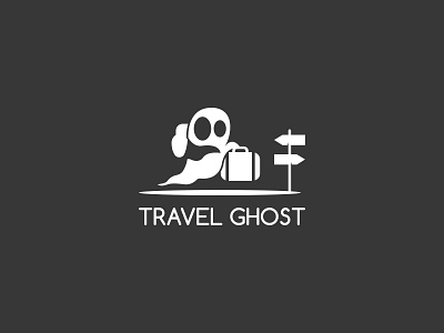 Travel Ghost logo affinity designer black and white ghost negative space travel