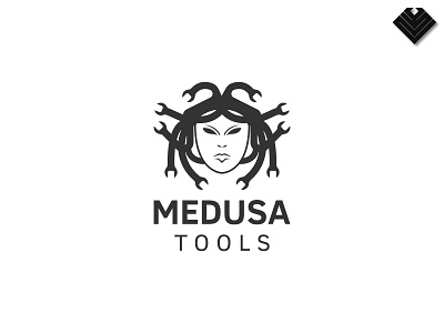 medusa tools logo affinity designer black and white medusa negative space tools wrench