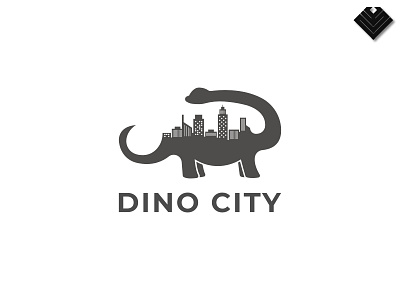 dino city logo affinitydesigner black and white city dino dinosaur negative space realestate