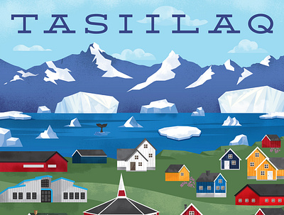 Tasiilaq Poster adobe illustrator custom illustration digital art digital illustration landscape illustration poster poster art travel agency travel illustration vector illustration